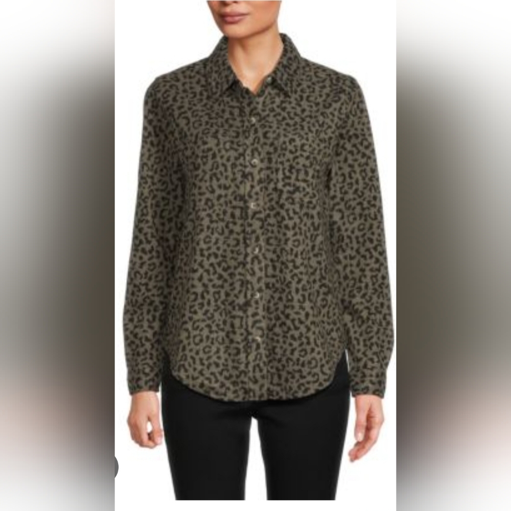 beachlunchlounge Olive Leopard Print Shirt